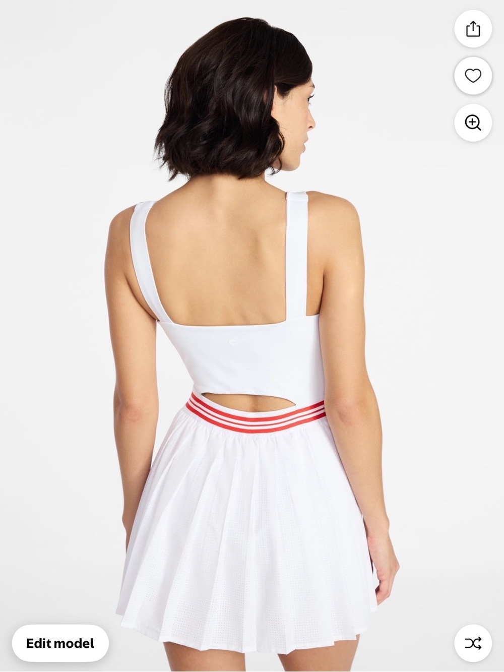 Avia White Tennis Dress with Red Stripe Waistband - Picture 3 of 3